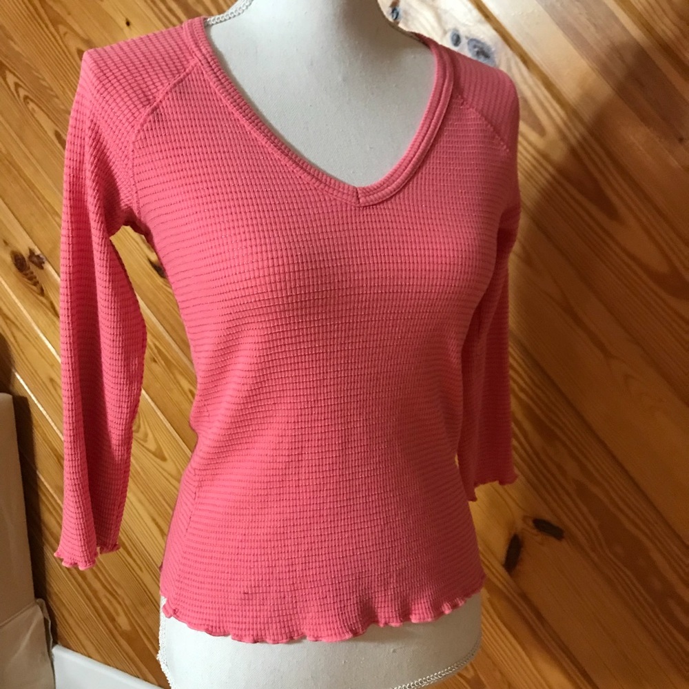 Athleta Waffle Knit V-Neck Top Size Small